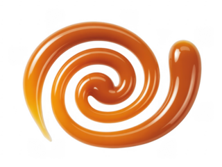 Orange caramel swirl spiral glossy isolated on a transparent background