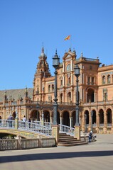 Obraz premium Seville, Spain 03.28.2019: Plaza de Espana or Spain Square in Seville, Andalusia, Spain