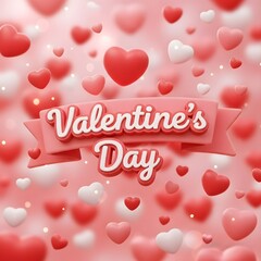 Valentine's day wishes and love hearts background with red and white color scheme