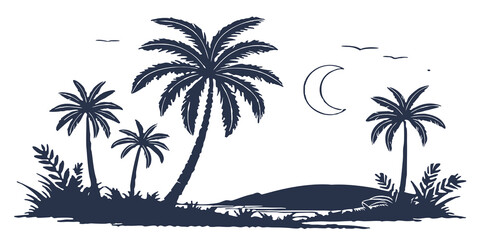 tropical island with palm trees