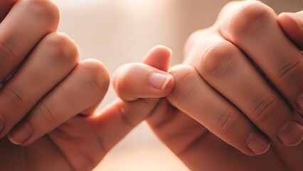 Close Up of Two People Making a Pinky Swear Promise for Friendship and Trust Concept Valentines day