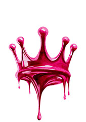 Pink crown, watercolor illustration for Valentine's Day 