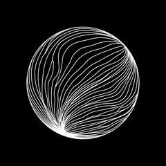 Abstract white lines forming sphere against black background design element