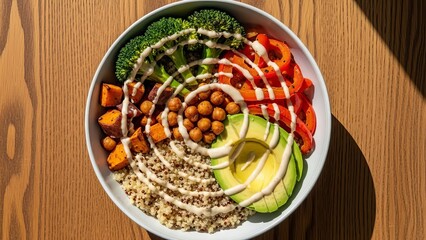 N Page Top View Healthy Buddha Bowl.