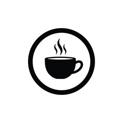 Simple solid cafe icon depicting a classic coffee cup design