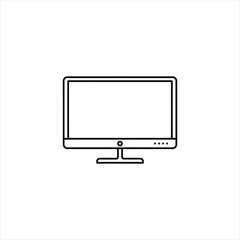 Simple computer monitor outline icon in grayscale eps format