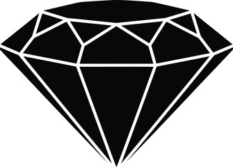 Detailed depiction of a diamond gem solid icon created with adobe illustrator
