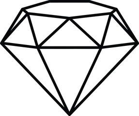 Detailed outline of a diamond icon suitable for precious stone representation