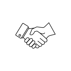 Simple handshake icon outlining trust and agreement concepts visually