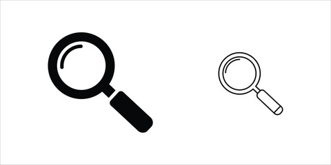 A grayscale eps file depicting a solid magnifying glass search icon