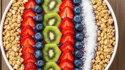 Colorful Fruit and Granola Bowl Arrangement.
