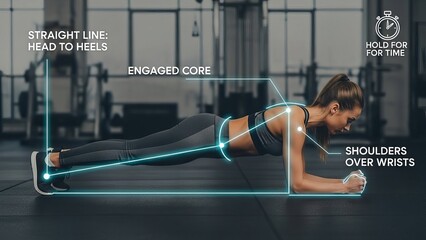 Woman Doing Plank Exercise Overhead View.