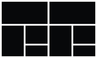 Empty Collage Photo Template. 8 Vector photo collage. grid collage template for picture album presentation. interior photo presentation by collage.