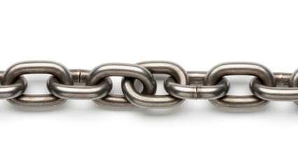 Metal chain links on white background