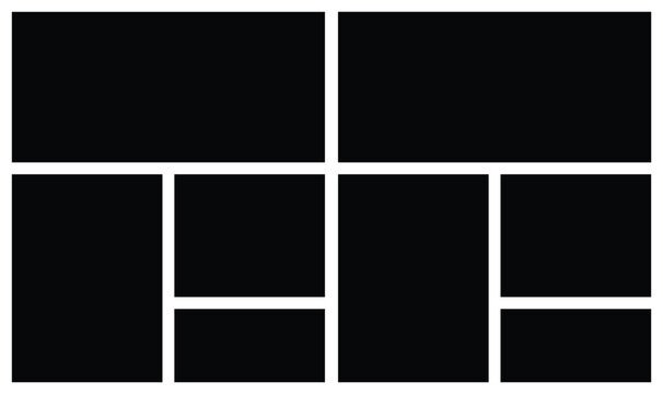 Empty Collage Photo Template. 8 Vector photo collage. grid collage template for picture album presentation. interior photo presentation by collage.