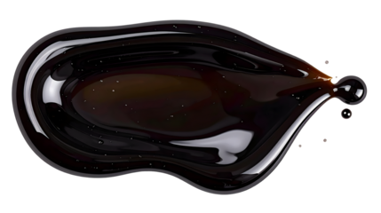 Black oil stain with glossy texture, isolated on a white background