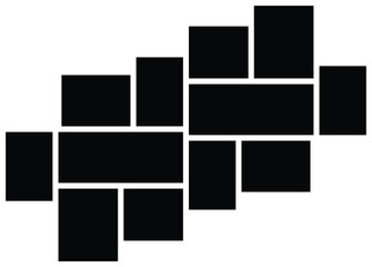 Empty Collage Photo Template Set. Set Pictures or photos frame collage abstract design. photo frames and digital photo wall template.	
