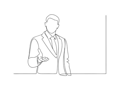 Businessperson Presentation Outline Sketch Vector Graphic