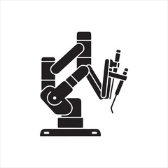  Silhouette robotic surgical arm medical precision equipment vector illustration