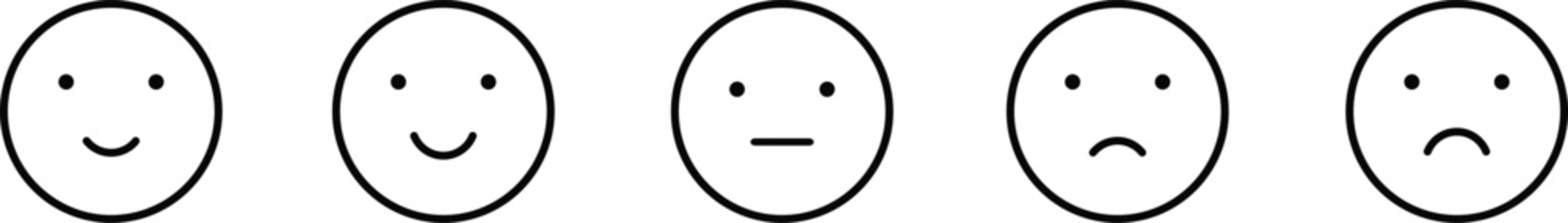 Smile Face Emotion Icons Set from Happy to Sad Mood