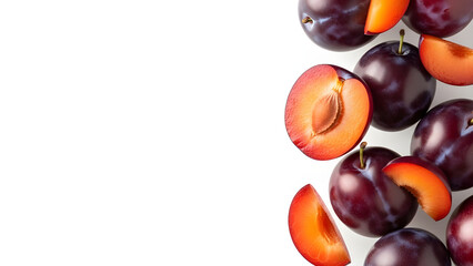 Fresh Plums Isolated With Copy Space &ndash; 16:9