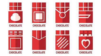 Assorted Chocolate Bar Icons with Various Designs.