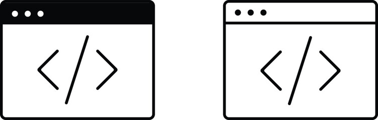 Code Window Browser Icons Showing Web Development Concept