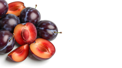 Fresh Plum Isolated With Copy Space &ndash; 16:9