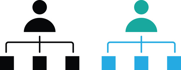 Organizational Chart Hierarchy Icons Showing Team Structure