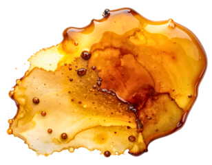 Dirty grease stain with dark oily texture and irregular edges, isolated on a white background