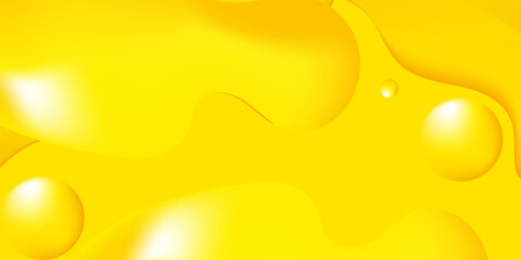 Abstract Yellow Liquid Background with Glossy Fluid Shapes and Soft Bubbles. Suit for banner, web, brochure, pamflet and presentation