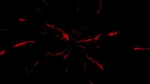 hyperspace red lightning light speed lines animation background. warp speed energy burst animation. radial light streaks on transparent background