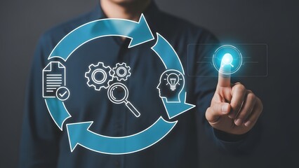 Business process optimization and automation concept with interconnected gears