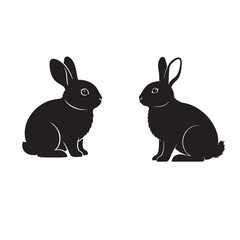 Fototapeta premium Minimalist Twin Rabbit Silhouettes Facing Each Other