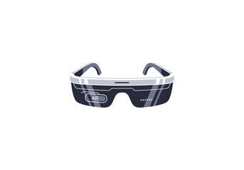 Vector Ilustration Modern Augmented Reality Smart Glasses with Black Frames and AR Label.