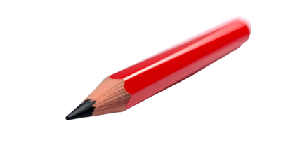 A glossy, red pencil, sharpened, resting against a black background