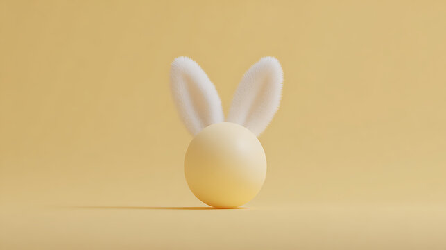 Peeps Easter egg with bunny ears on yellow background