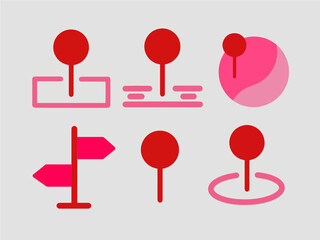 Collection of map markers and directional signposts icons