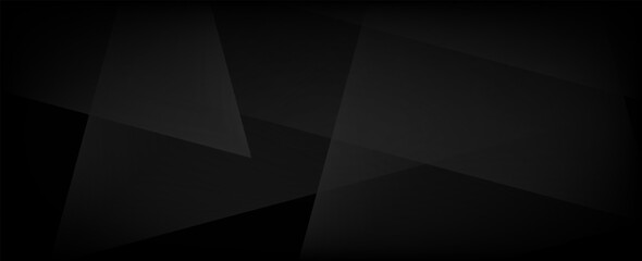 Abstract Black Geometric Background with Dark Gradient and Overlapping Layers. Modern creative trendy design in vector illustration