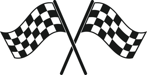 Crossing checkered flags illustration racing symbol victory design on transparent background silhouette © MALA
