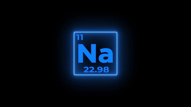 11 Number sodium (Na) symbol school chemistry lesson animation element of the periodic table on white background.4k video.