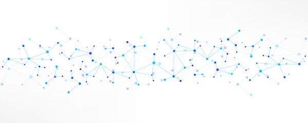 Abstract molecular structure of connected dots and lines on white background