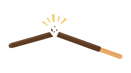 Flat Illustration of Broken Chocolate Snack on Black Background