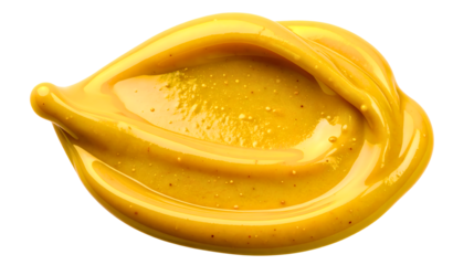 Mustard yellow sauce stain, isolated on a white background.