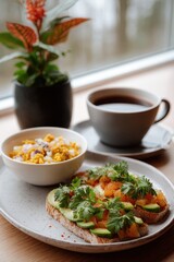 Indian Fusion Breakfast with Avocado Toast and Poha Delight