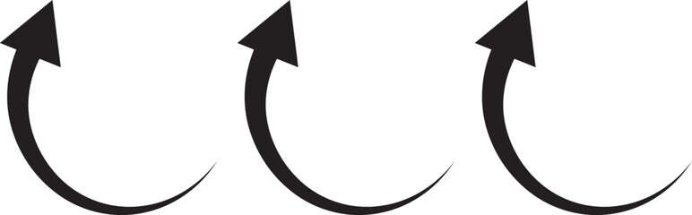 Simple black curved arrow icon pointing right. Long curved hand drawn arrow isolated. arrow icon on transparent png background
