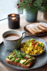 Indian Fusion Breakfast with Avocado Toast and Poha Delight