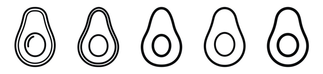 avocado half food outline icon collection. Vector illustration