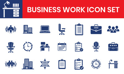 Business Work Office And Management Solid Glyphs Pack
