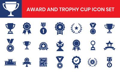 Award Trophy Cup And Prize Solid Silhouettes Collection
